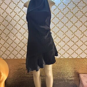 Zara Black Asymmetrical Halter Dress